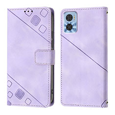 Coque Portefeuille Livre Cuir Etui Clapet YB1 pour Motorola Moto E22 Violet