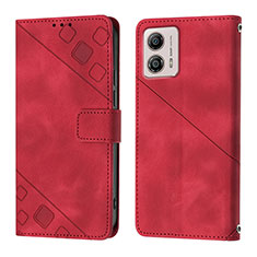 Coque Portefeuille Livre Cuir Etui Clapet YB1 pour Motorola Moto G53y 5G Rouge