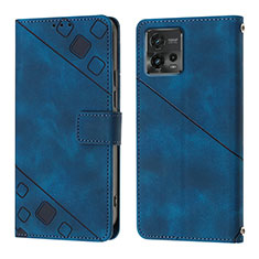 Coque Portefeuille Livre Cuir Etui Clapet YB1 pour Motorola Moto G72 Bleu