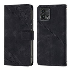 Coque Portefeuille Livre Cuir Etui Clapet YB1 pour Motorola Moto G72 Noir