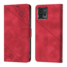 Coque Portefeuille Livre Cuir Etui Clapet YB1 pour Motorola Moto G72 Rouge