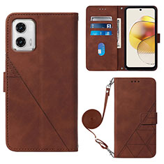 Coque Portefeuille Livre Cuir Etui Clapet YB1 pour Motorola Moto G73 5G Marron