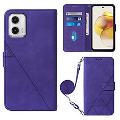 Coque Portefeuille Livre Cuir Etui Clapet YB1 pour Motorola Moto G73 5G Violet