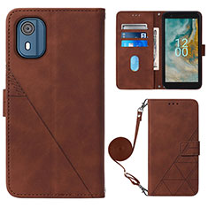 Coque Portefeuille Livre Cuir Etui Clapet YB1 pour Nokia C02 Marron