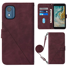 Coque Portefeuille Livre Cuir Etui Clapet YB1 pour Nokia C02 Rouge