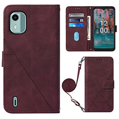 Coque Portefeuille Livre Cuir Etui Clapet YB1 pour Nokia C12 Plus Rouge