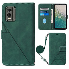 Coque Portefeuille Livre Cuir Etui Clapet YB1 pour Nokia C210 Vert