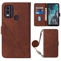 Coque Portefeuille Livre Cuir Etui Clapet YB1 pour Nokia C22 Marron