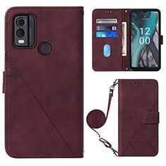 Coque Portefeuille Livre Cuir Etui Clapet YB1 pour Nokia C22 Rouge