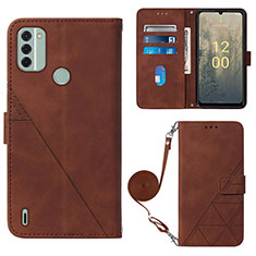 Coque Portefeuille Livre Cuir Etui Clapet YB1 pour Nokia C31 Marron