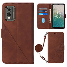 Coque Portefeuille Livre Cuir Etui Clapet YB1 pour Nokia C32 Marron