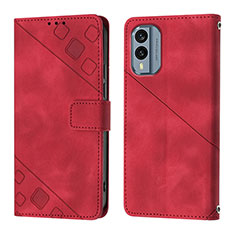 Coque Portefeuille Livre Cuir Etui Clapet YB1 pour Nokia X30 5G Rouge