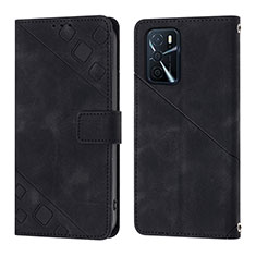 Coque Portefeuille Livre Cuir Etui Clapet YB1 pour Oppo A16 Noir