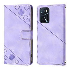 Coque Portefeuille Livre Cuir Etui Clapet YB1 pour Oppo A16 Violet