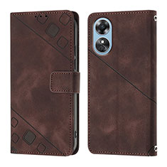 Coque Portefeuille Livre Cuir Etui Clapet YB1 pour Oppo A17 Marron