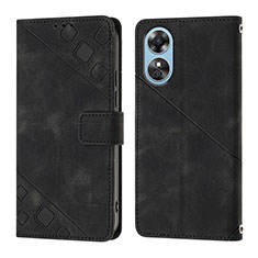 Coque Portefeuille Livre Cuir Etui Clapet YB1 pour Oppo A17 Noir