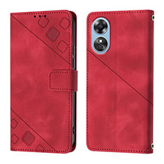 Coque Portefeuille Livre Cuir Etui Clapet YB1 pour Oppo A17 Rouge