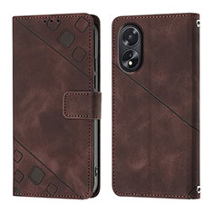 Coque Portefeuille Livre Cuir Etui Clapet YB1 pour Oppo A18 Marron