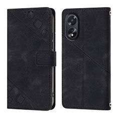 Coque Portefeuille Livre Cuir Etui Clapet YB1 pour Oppo A18 Noir