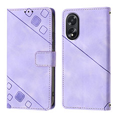 Coque Portefeuille Livre Cuir Etui Clapet YB1 pour Oppo A18 Violet