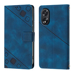 Coque Portefeuille Livre Cuir Etui Clapet YB1 pour Oppo A58 4G Bleu