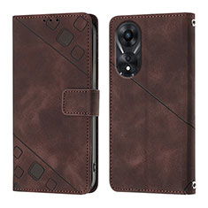 Coque Portefeuille Livre Cuir Etui Clapet YB1 pour Oppo A58 5G Marron