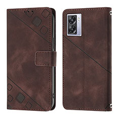 Coque Portefeuille Livre Cuir Etui Clapet YB1 pour Oppo A77 5G Marron