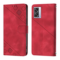 Coque Portefeuille Livre Cuir Etui Clapet YB1 pour Oppo A77 5G Rouge