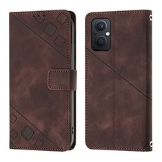 Coque Portefeuille Livre Cuir Etui Clapet YB1 pour Oppo A96 5G Marron