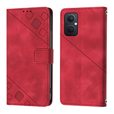 Coque Portefeuille Livre Cuir Etui Clapet YB1 pour Oppo A96 5G Rouge