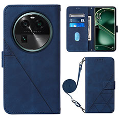 Coque Portefeuille Livre Cuir Etui Clapet YB1 pour Oppo Find X6 Pro 5G Bleu