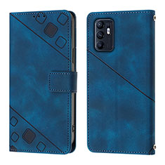 Coque Portefeuille Livre Cuir Etui Clapet YB1 pour Oppo Reno6 5G Bleu