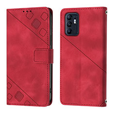 Coque Portefeuille Livre Cuir Etui Clapet YB1 pour Oppo Reno6 5G Rouge