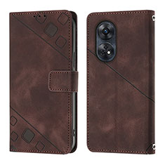 Coque Portefeuille Livre Cuir Etui Clapet YB1 pour Oppo Reno8 T 4G Marron