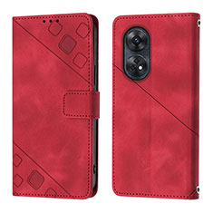 Coque Portefeuille Livre Cuir Etui Clapet YB1 pour Oppo Reno8 T 4G Rouge