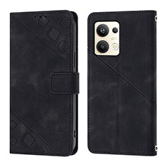 Coque Portefeuille Livre Cuir Etui Clapet YB1 pour Oppo Reno9 Pro+ Plus 5G Noir