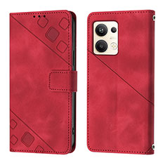 Coque Portefeuille Livre Cuir Etui Clapet YB1 pour Oppo Reno9 Pro+ Plus 5G Rouge