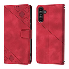 Coque Portefeuille Livre Cuir Etui Clapet YB1 pour Samsung Galaxy A14 4G Rouge