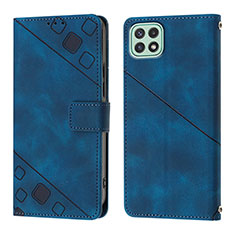 Coque Portefeuille Livre Cuir Etui Clapet YB1 pour Samsung Galaxy A22s 5G Bleu