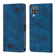 Coque Portefeuille Livre Cuir Etui Clapet YB1 pour Samsung Galaxy F12 Bleu