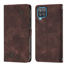 Coque Portefeuille Livre Cuir Etui Clapet YB1 pour Samsung Galaxy M12 Marron