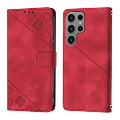 Coque Portefeuille Livre Cuir Etui Clapet YB1 pour Samsung Galaxy S24 Ultra 5G Rouge