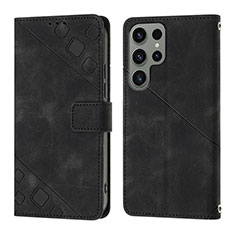 Coque Portefeuille Livre Cuir Etui Clapet YB1 pour Samsung Galaxy S25 Ultra 5G Noir