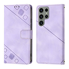 Coque Portefeuille Livre Cuir Etui Clapet YB1 pour Samsung Galaxy S25 Ultra 5G Violet Clair