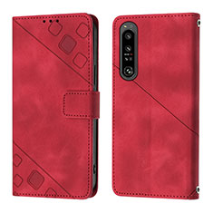 Coque Portefeuille Livre Cuir Etui Clapet YB1 pour Sony Xperia 1 IV Rouge