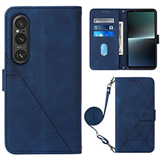 Coque Portefeuille Livre Cuir Etui Clapet YB1 pour Sony Xperia 1 V Bleu