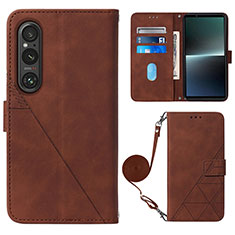 Coque Portefeuille Livre Cuir Etui Clapet YB1 pour Sony Xperia 1 V Marron