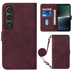 Coque Portefeuille Livre Cuir Etui Clapet YB1 pour Sony Xperia 1 V Rouge