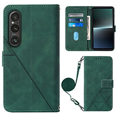 Coque Portefeuille Livre Cuir Etui Clapet YB1 pour Sony Xperia 1 V Vert