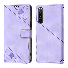 Coque Portefeuille Livre Cuir Etui Clapet YB1 pour Sony Xperia 5 IV Violet